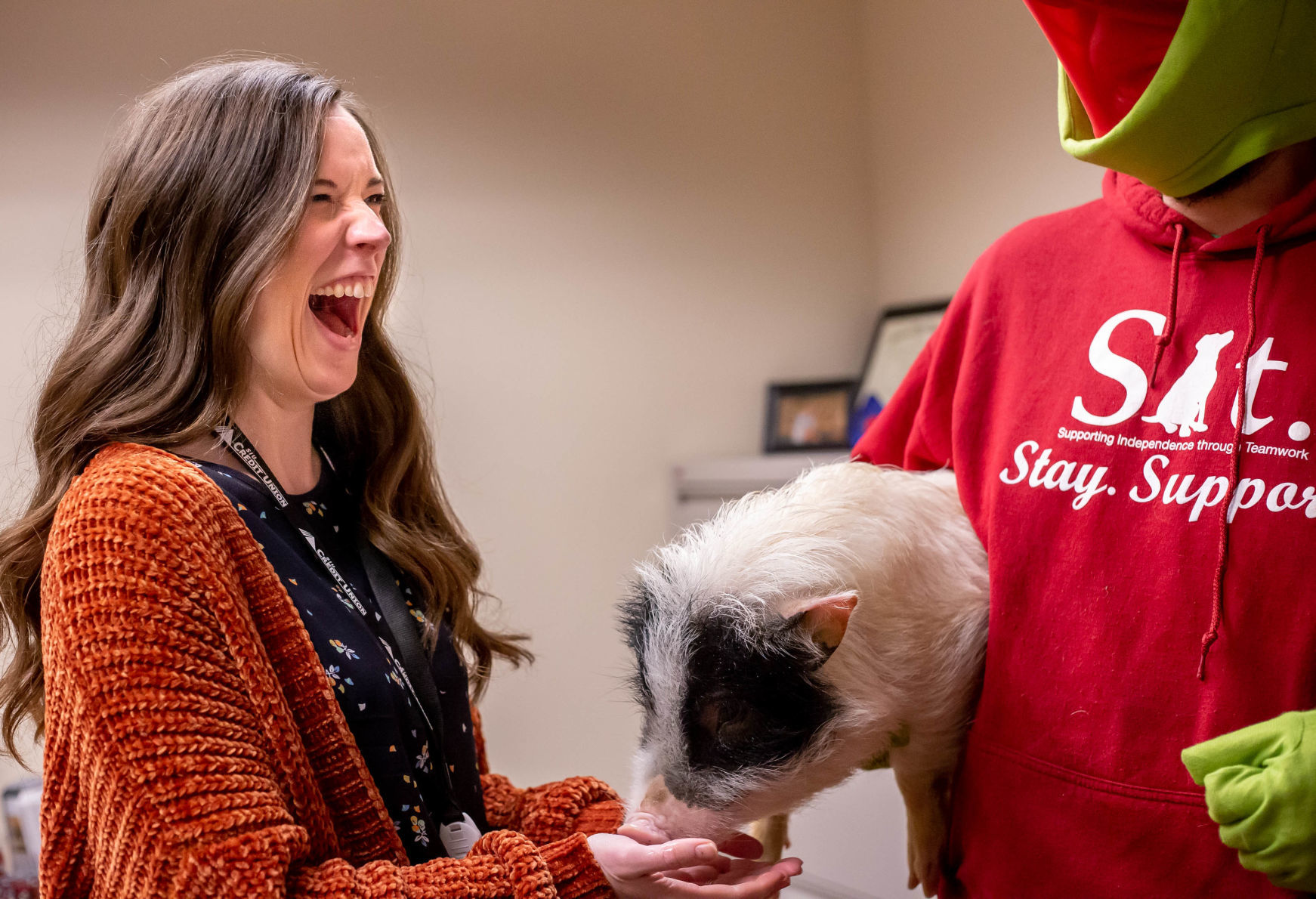 SIT Service Dogs delivers piggy and puppy "grams" for Valentines Day